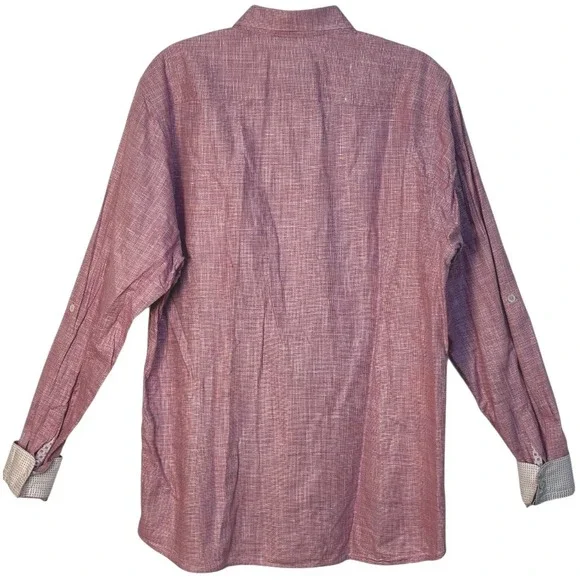 Ted Baker London Dress Shirt Long Sleeve Button Up Modern Flip Cuff Red S 5 US L - Picture 2 of 5